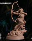 The image is a detailed sculpture of an Air Elemdar Ranger character, holding a bow and arrow, standing on a platform.