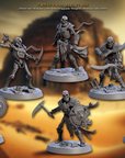a bunch of action figures on a table