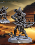 a couple of figurines of knights with swords