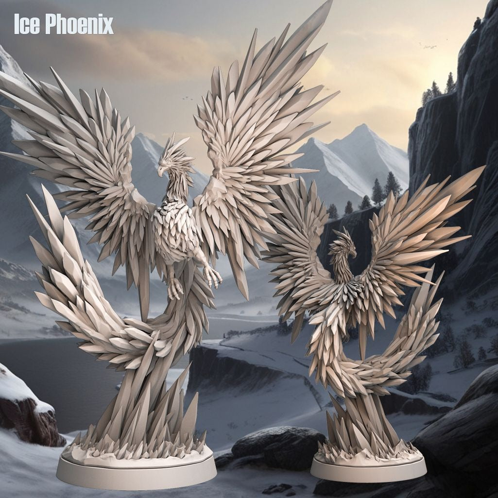Ice Phoenix - 3d Printed Miniature Sculpted by Monolith Arts