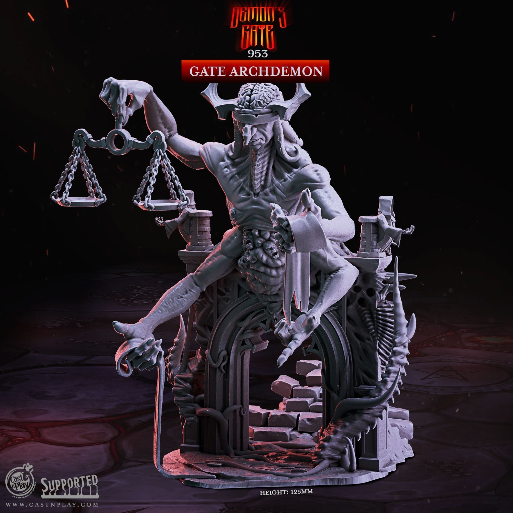 Gate Archdemon - Demon's Gate - 3d Printed Miniature Sculpted by Cast N Play