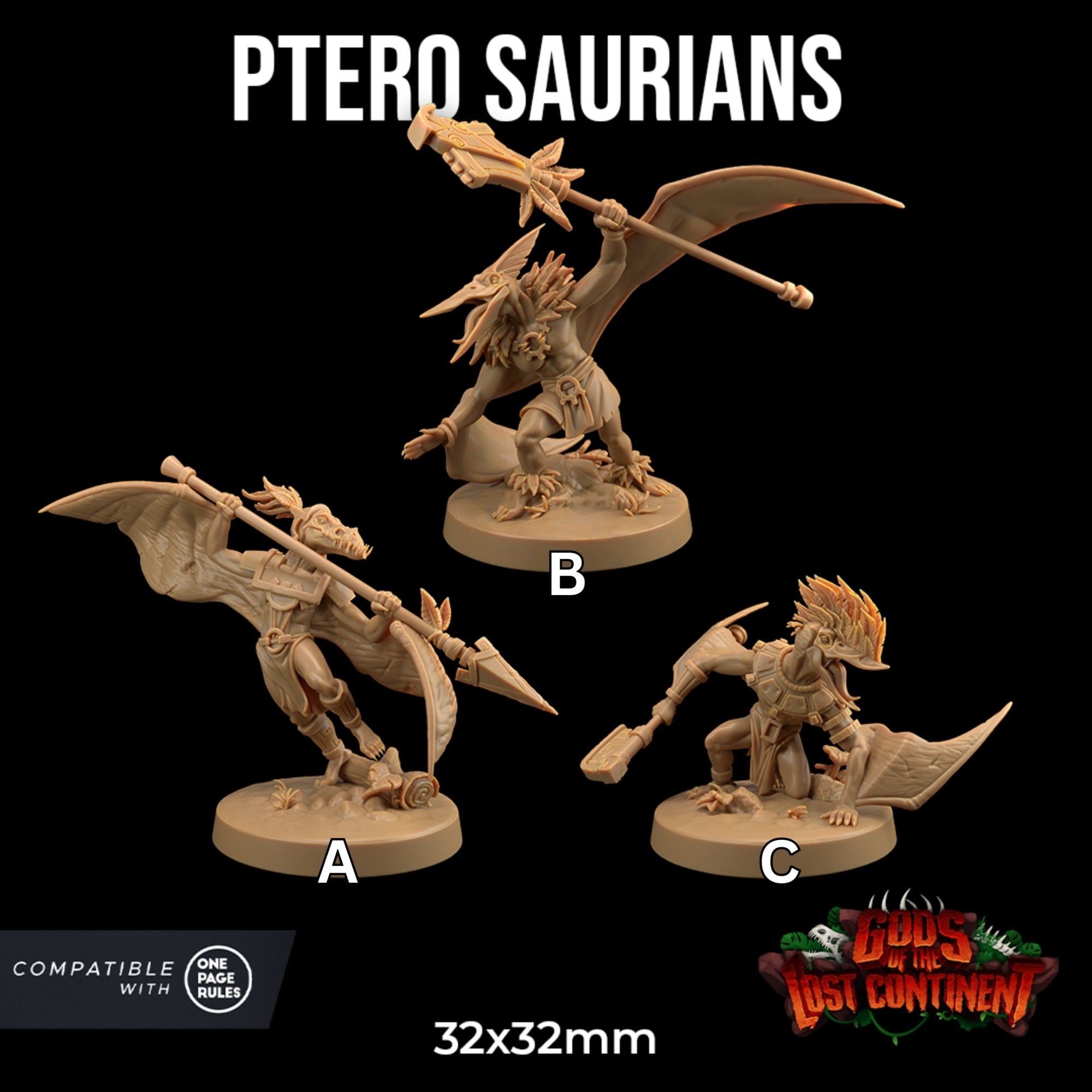 Ptero Saurians - 3d Printed Miniature by Dragon Trappers Lodge