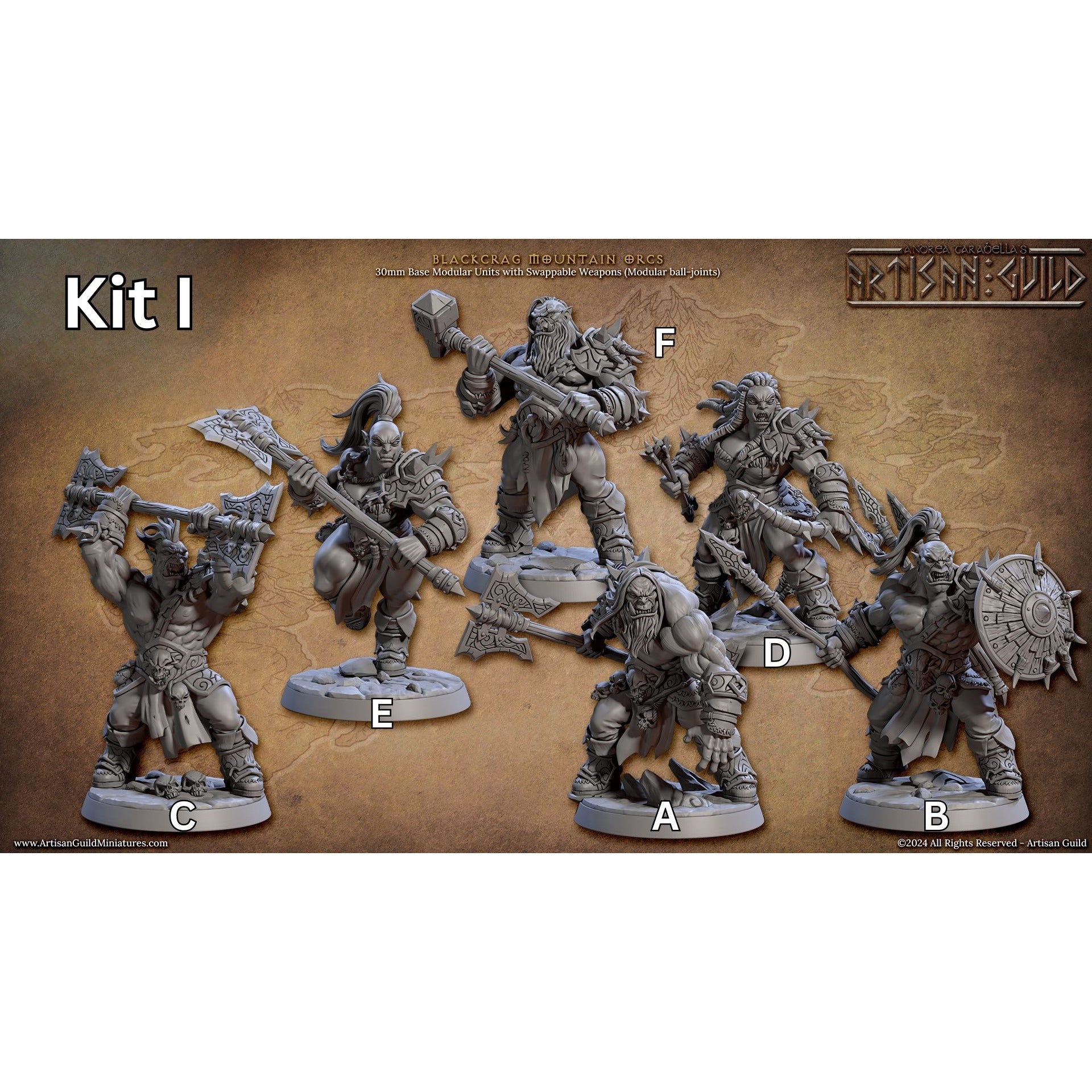 Blackcrag Mountain Orcs - Blackcrag Orcs - 3d Printed Miniature sculpted by Artisan Guild