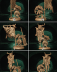 a series of photos showing the stages of a statue