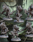 a set of six miniature figurines of a creature