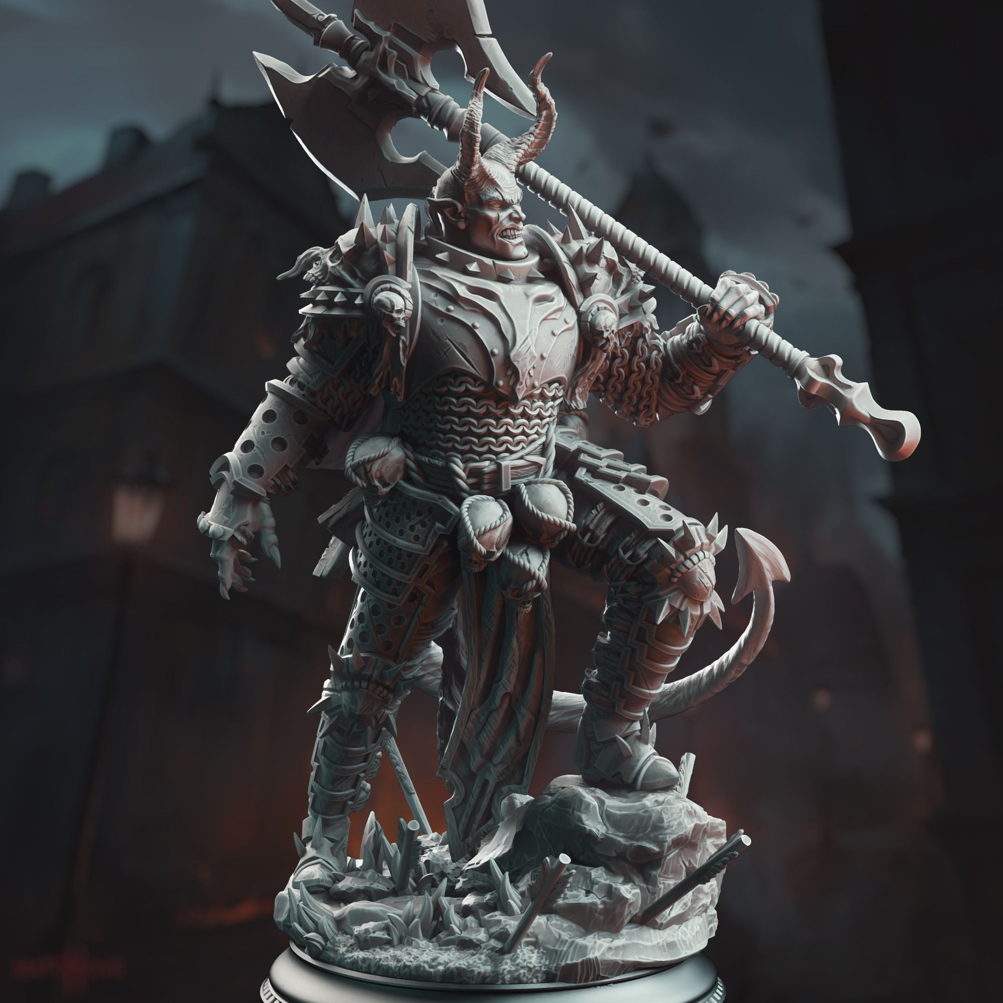 Skorn Skullsplitter, Knight of the Seventh Reverie - 3d Printed Miniature Sculpted by DM Stash