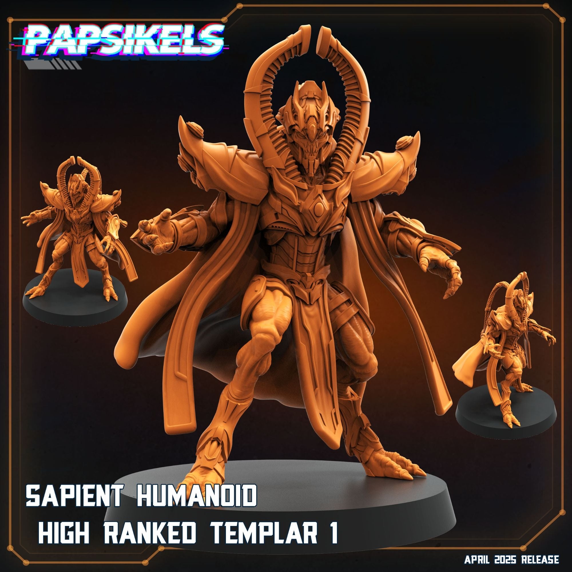 Sapient Humanoid, High-Ranked Templar 1 - 3d Printed Miniature Sculpted by Papsikels Miniatures