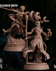 two detailed, intricately designed figurines of female characters, likely representing the Air Elemdor Druids from a fantasy role-playing game. The figurines are posed in dynamic, flowing poses, showcasing the artistic skill and craftsmanship involved in their creation.