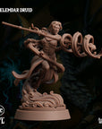The image is a detailed 3D model of a female character, specifically an Air Elemdor, a powerful magical staff with a long, curved blade. The character is shown in a dynamic pose, wielding the staff and surrounded by swirling energy. The background is dark and mysterious, creating an atmosphere of intrigue and mystery.