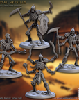 a group of miniature figurines of knights and knights