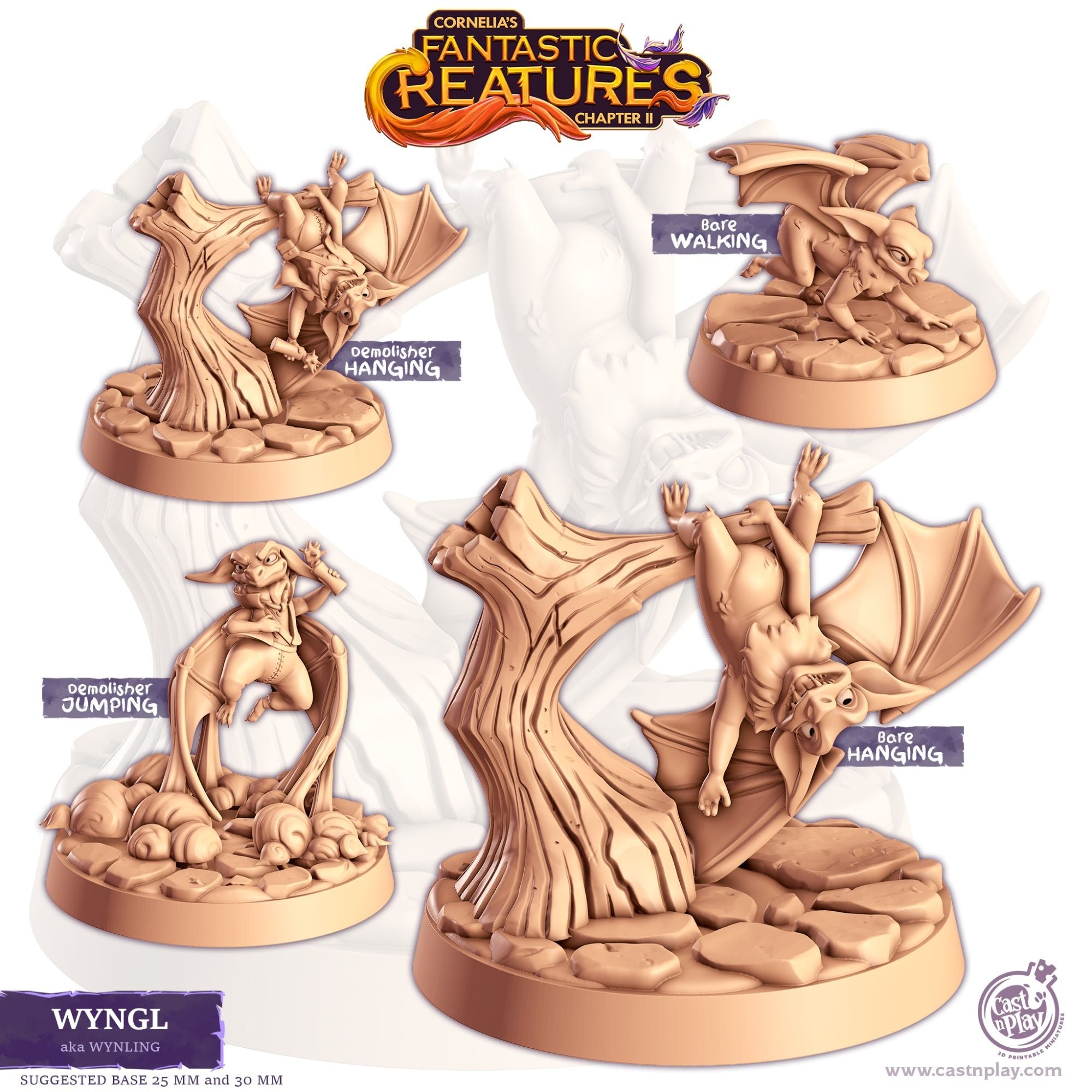 Wyngl (Wynling) - Fantastic Creatures - 3d Printed Miniature Sculpted by Cast N Play