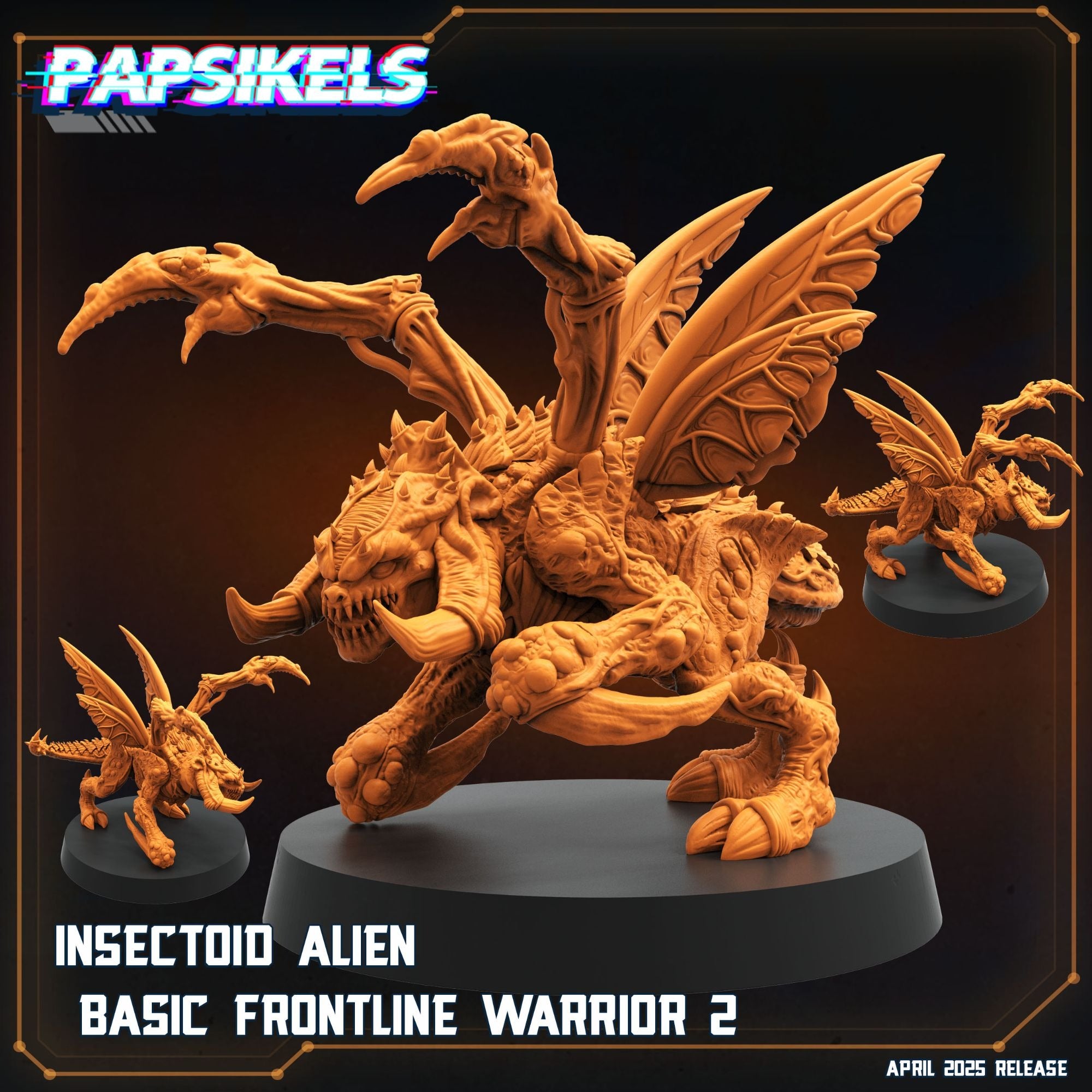 Insectoid Alien Basic Frontline Warriors - 3d Printed Miniature Sculpted by Papsikels Miniatures