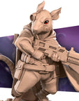 Space Ratfolk Soldier - Bullet Galaxy - 3d Printed Miniature sculpted by Bite the Bullet