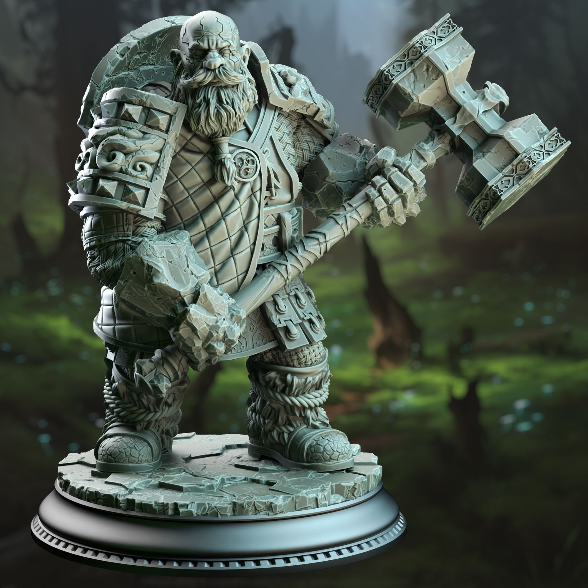 Kilroy of Voksnja, Earth Elemi Dwarf Cleric - 3d Printed Miniature Sculpted by DM Stash