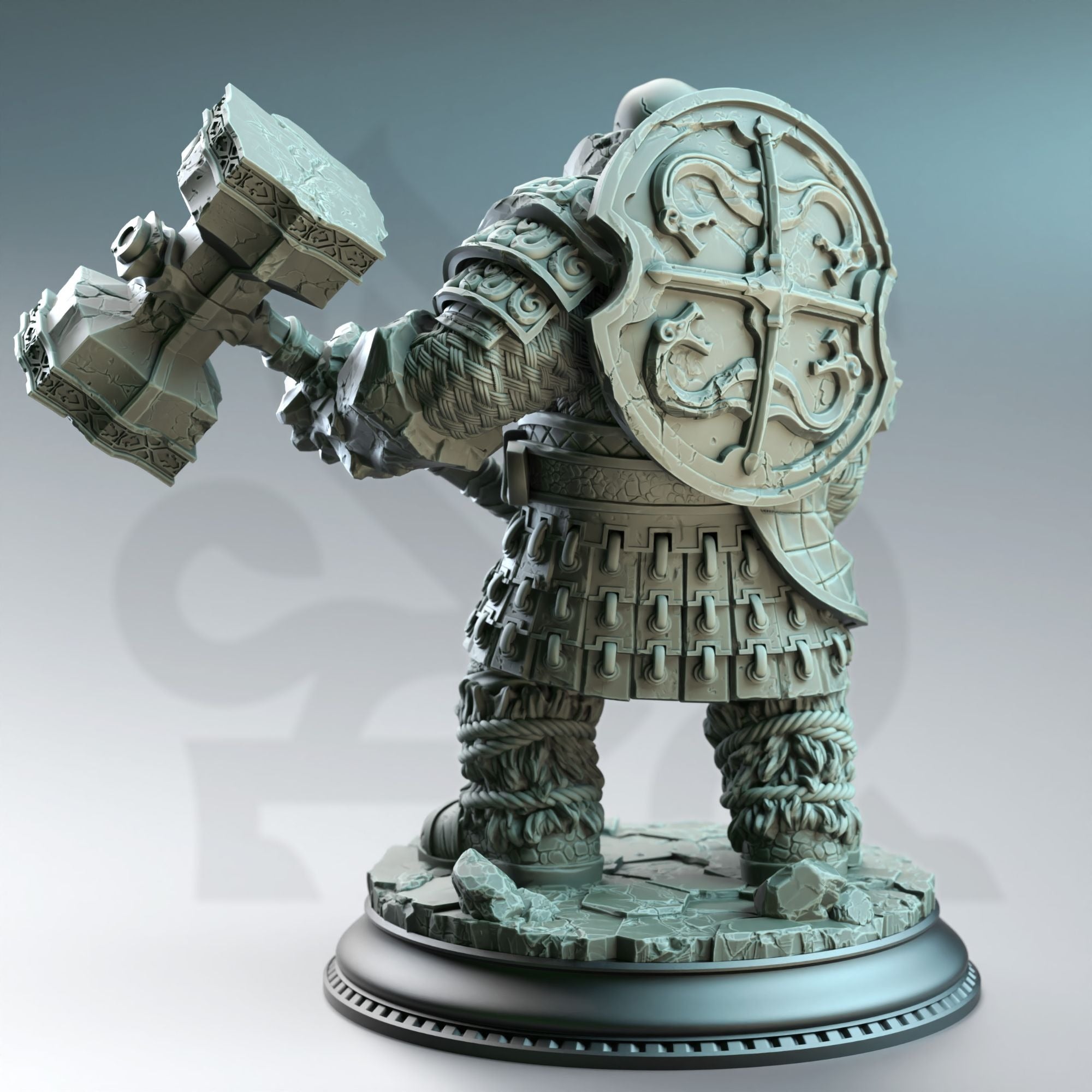 Kilroy of Voksnja, Earth Elemi Dwarf Cleric - 3d Printed Miniature Sculpted by DM Stash