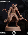 a figurine of a cat fighter holding a sword
