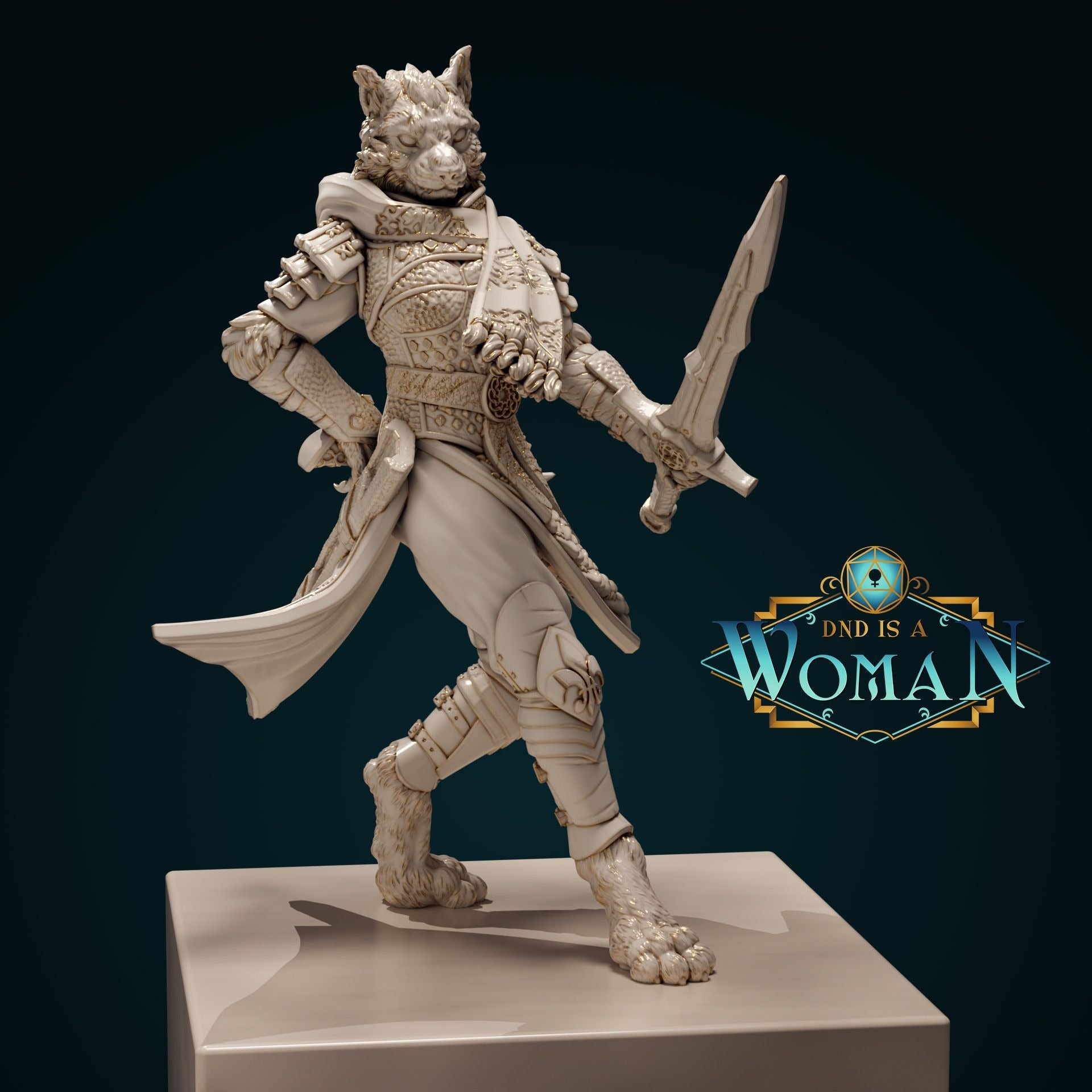 Tabaxi Fighter Sandrim - 3d Printed Miniature by DND Is A Woman