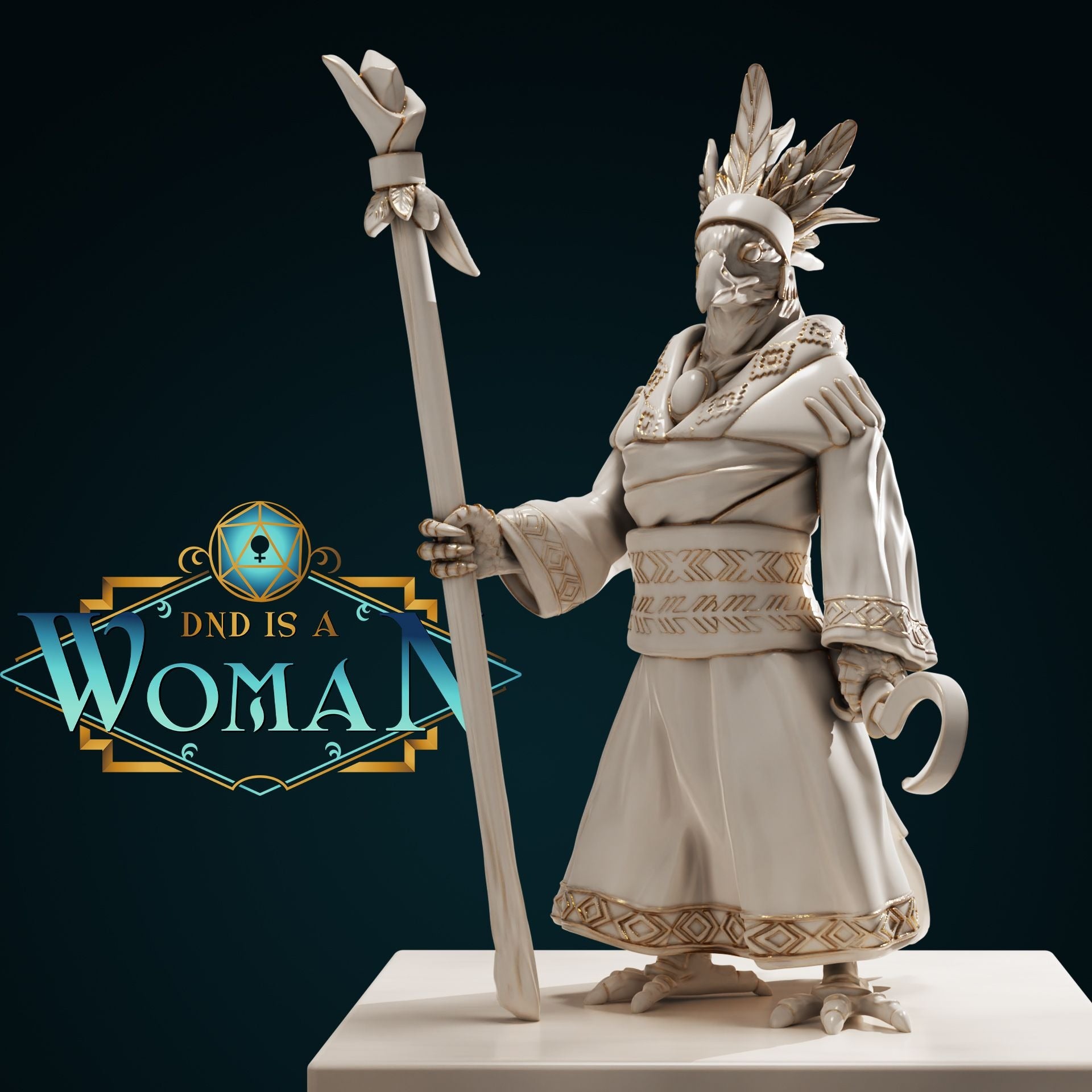 Aarakocra Druid Criann - 3d Printed Miniature by DND Is A Woman
