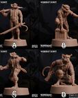 four pictures of a statue of a man with a sword
