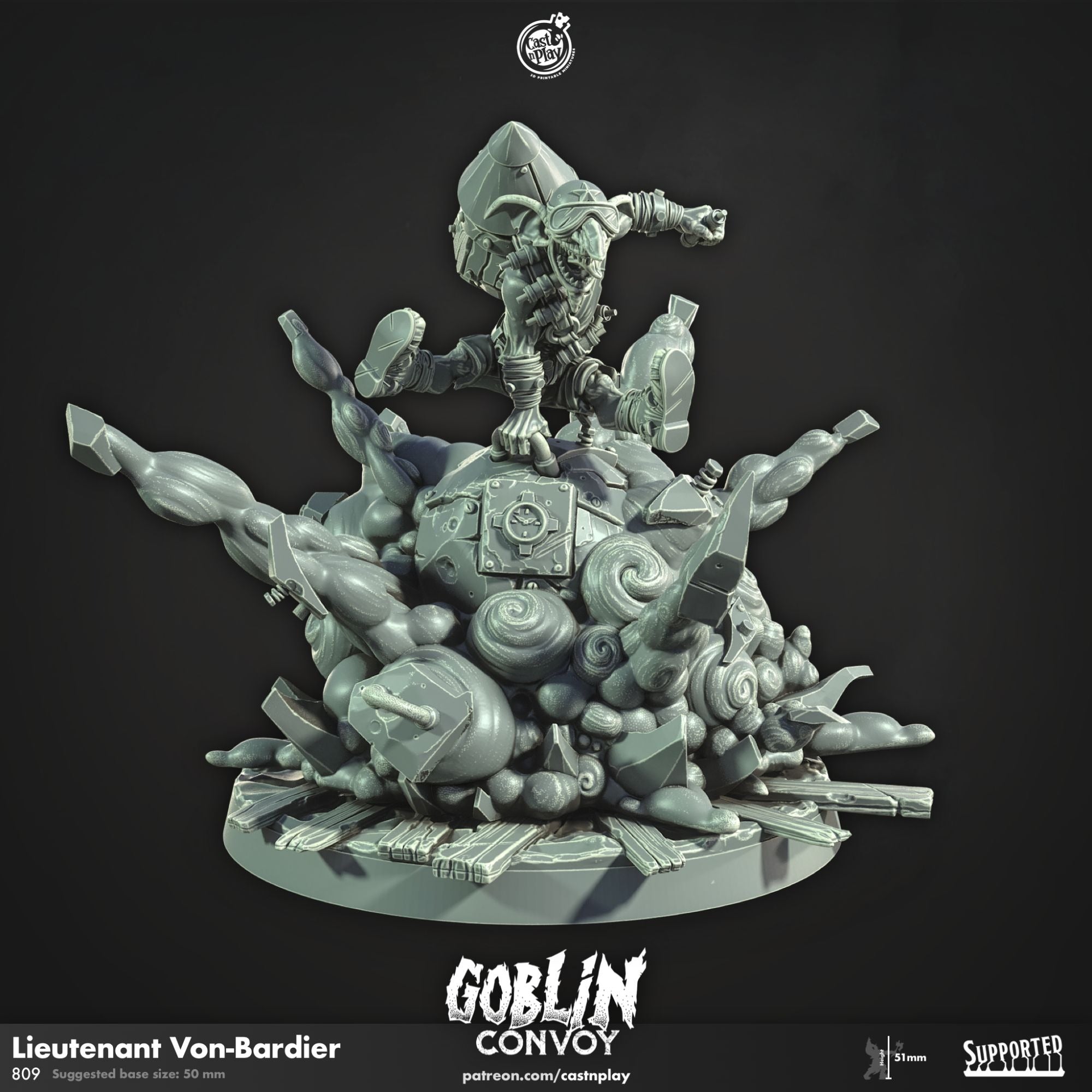 Lieutenant Von-Bardier - Goblin Convoy - 3d Printed Miniature Sculpted by Cast N Play