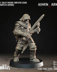 a plastic model of a soldier holding a sword