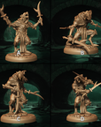 four pictures of a bronze statue of a demon