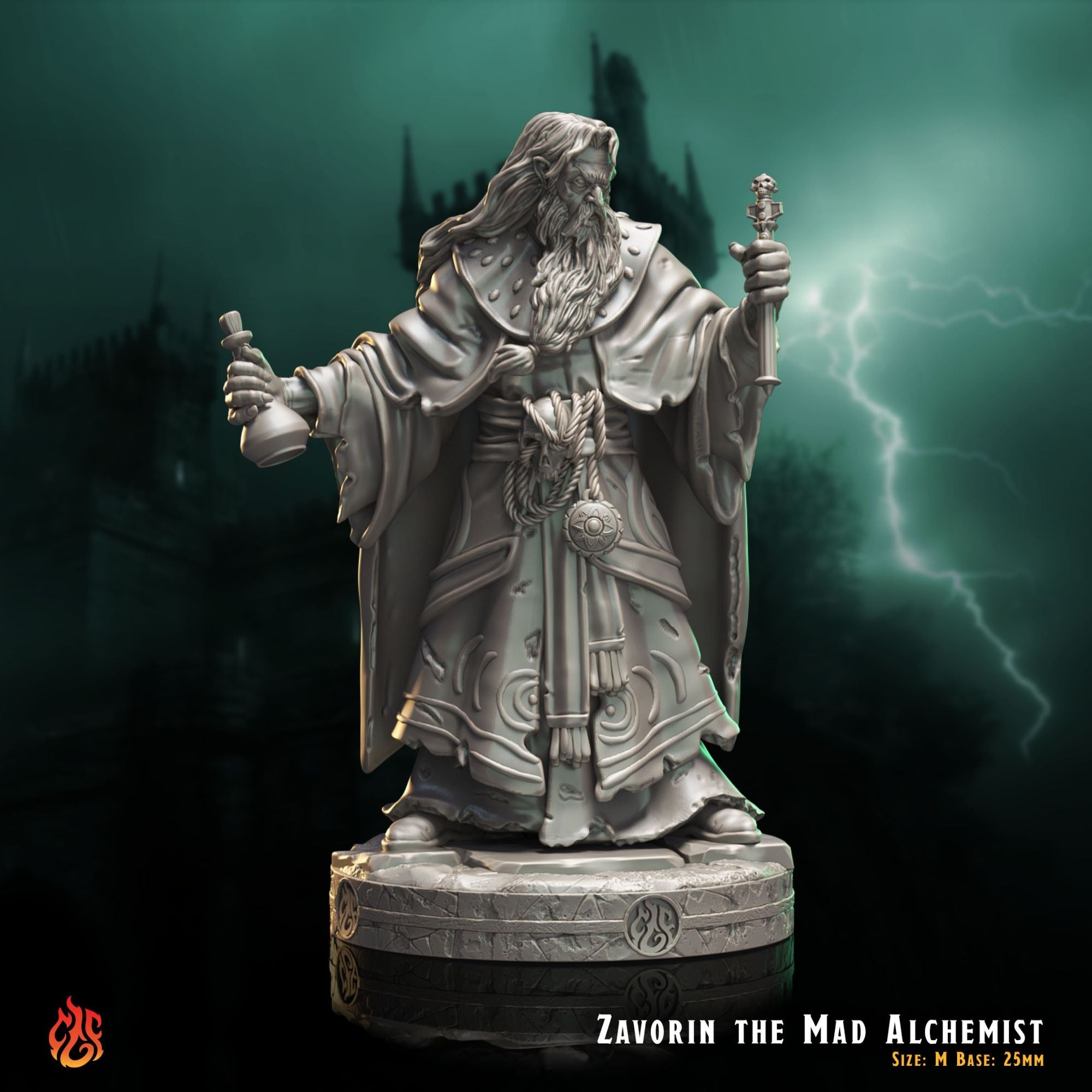 Zavorin the Mad Alchemist - The Mad Alchemist - 3d Printed Miniature Sculpted by Crippled God Foundry