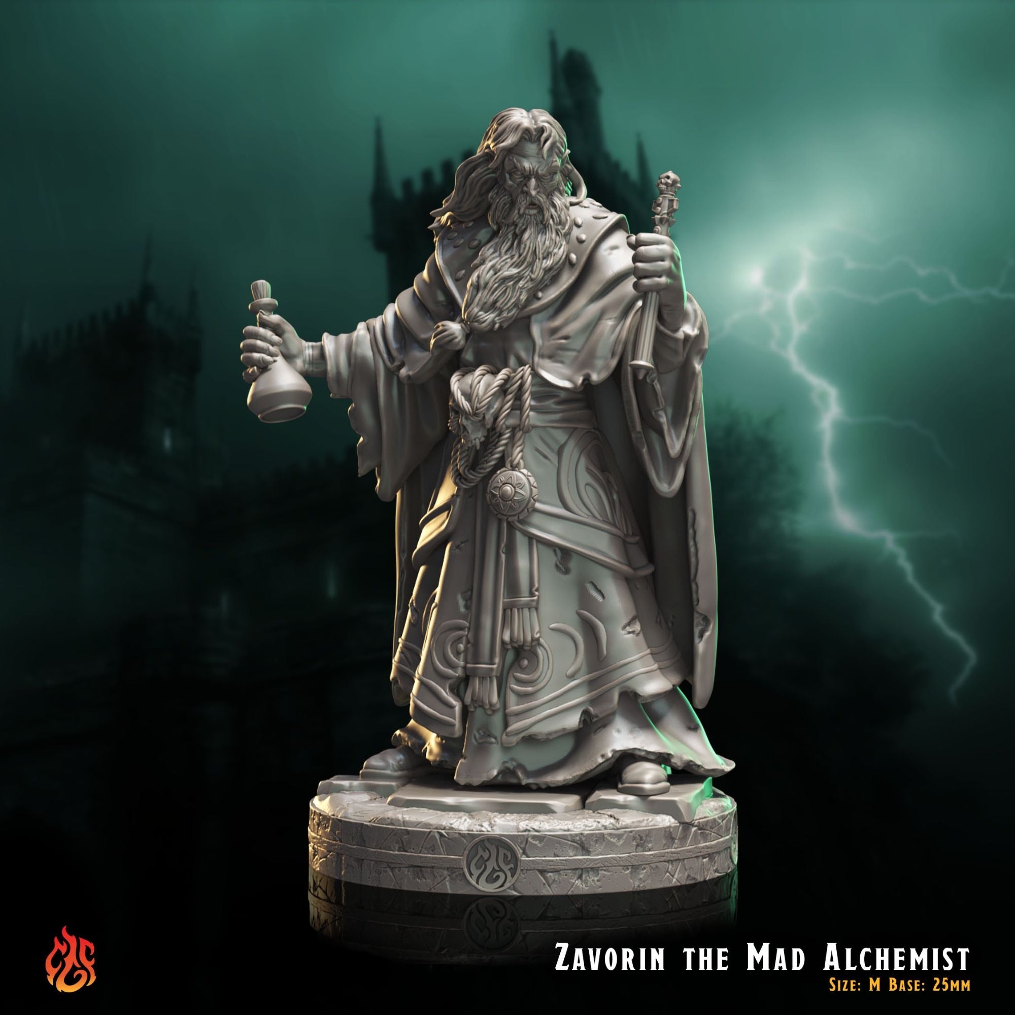 Zavorin the Mad Alchemist - The Mad Alchemist - 3d Printed Miniature Sculpted by Crippled God Foundry