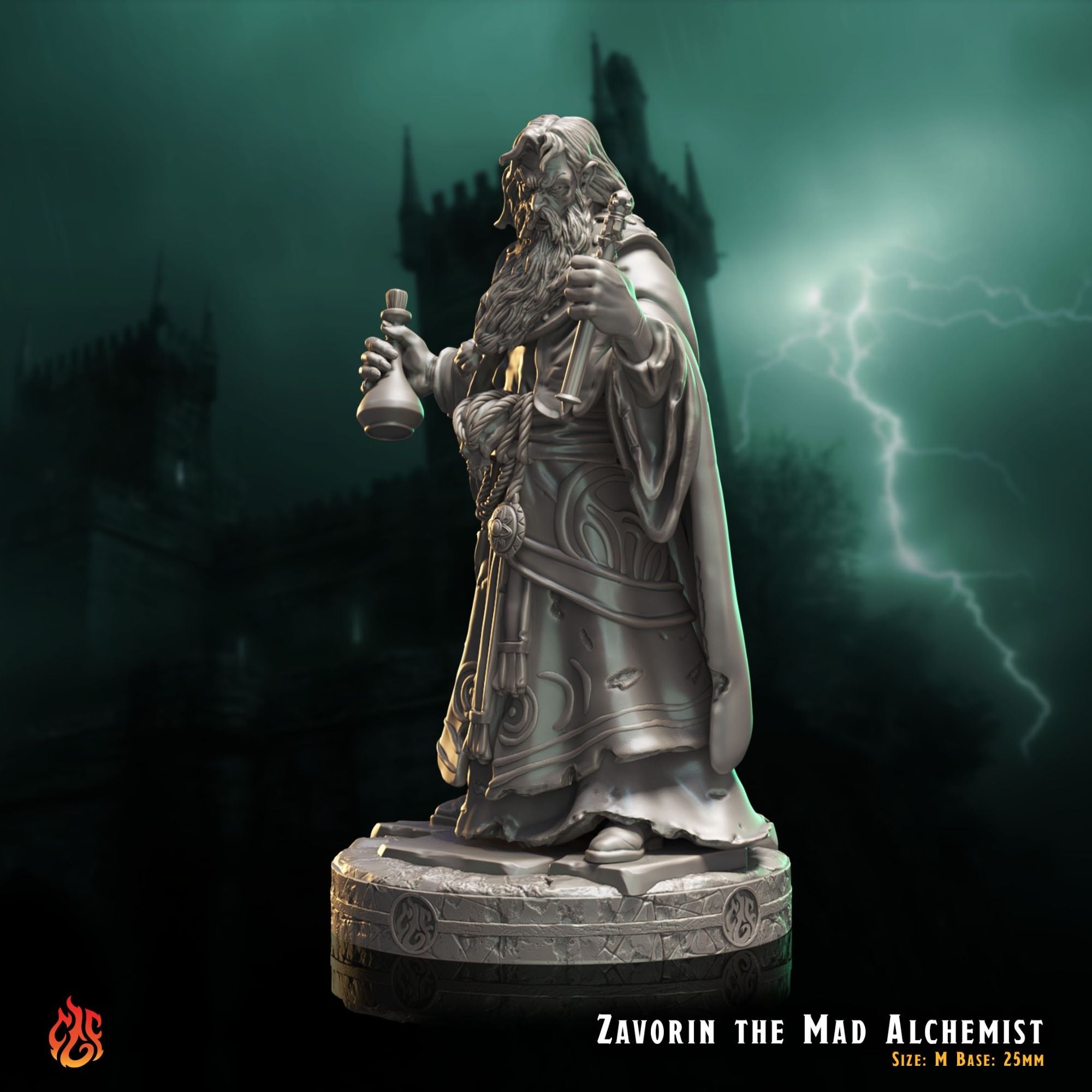 Zavorin the Mad Alchemist - The Mad Alchemist - 3d Printed Miniature Sculpted by Crippled God Foundry
