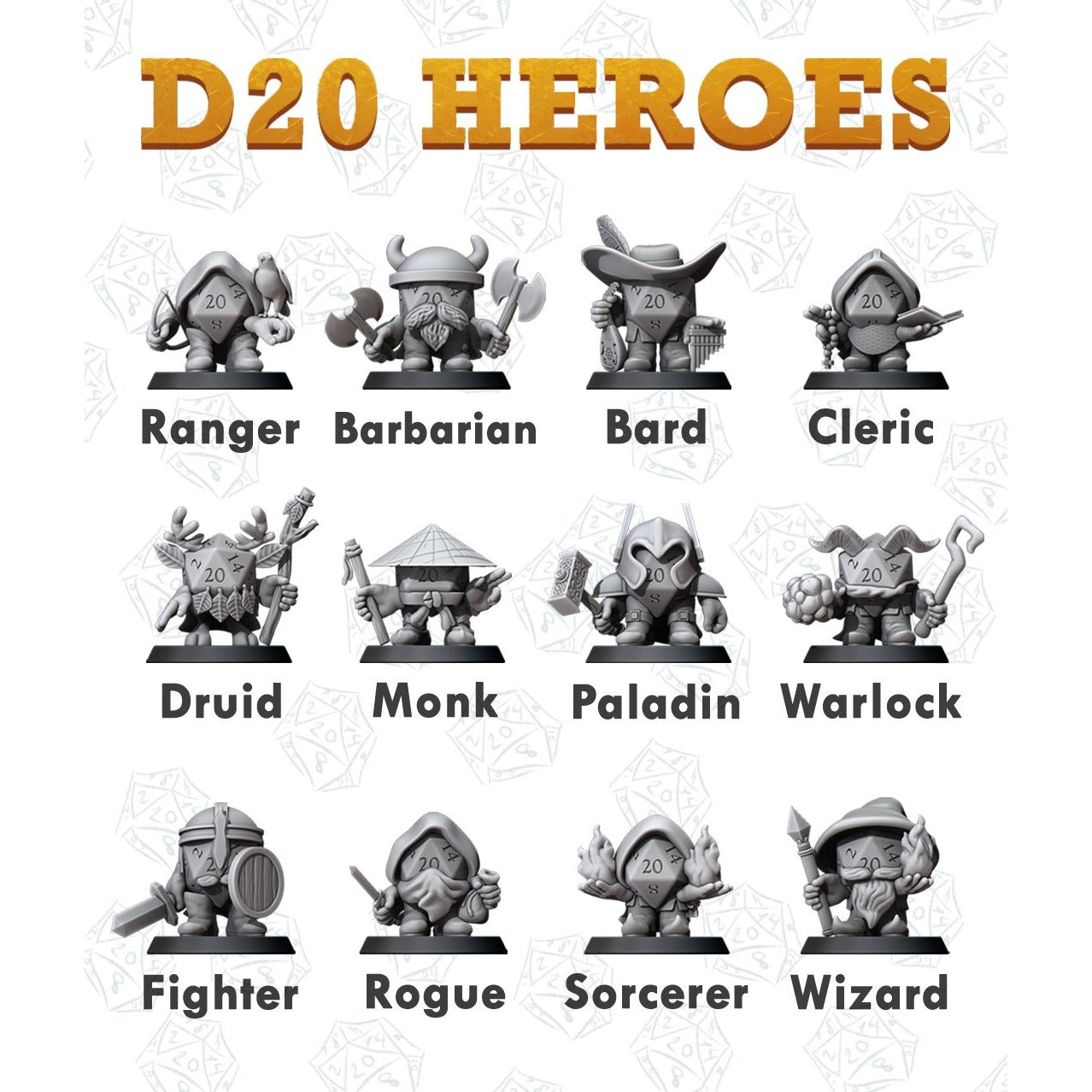 D20 Heroes - 3d Printed Miniature Sculpted by Minitaurus