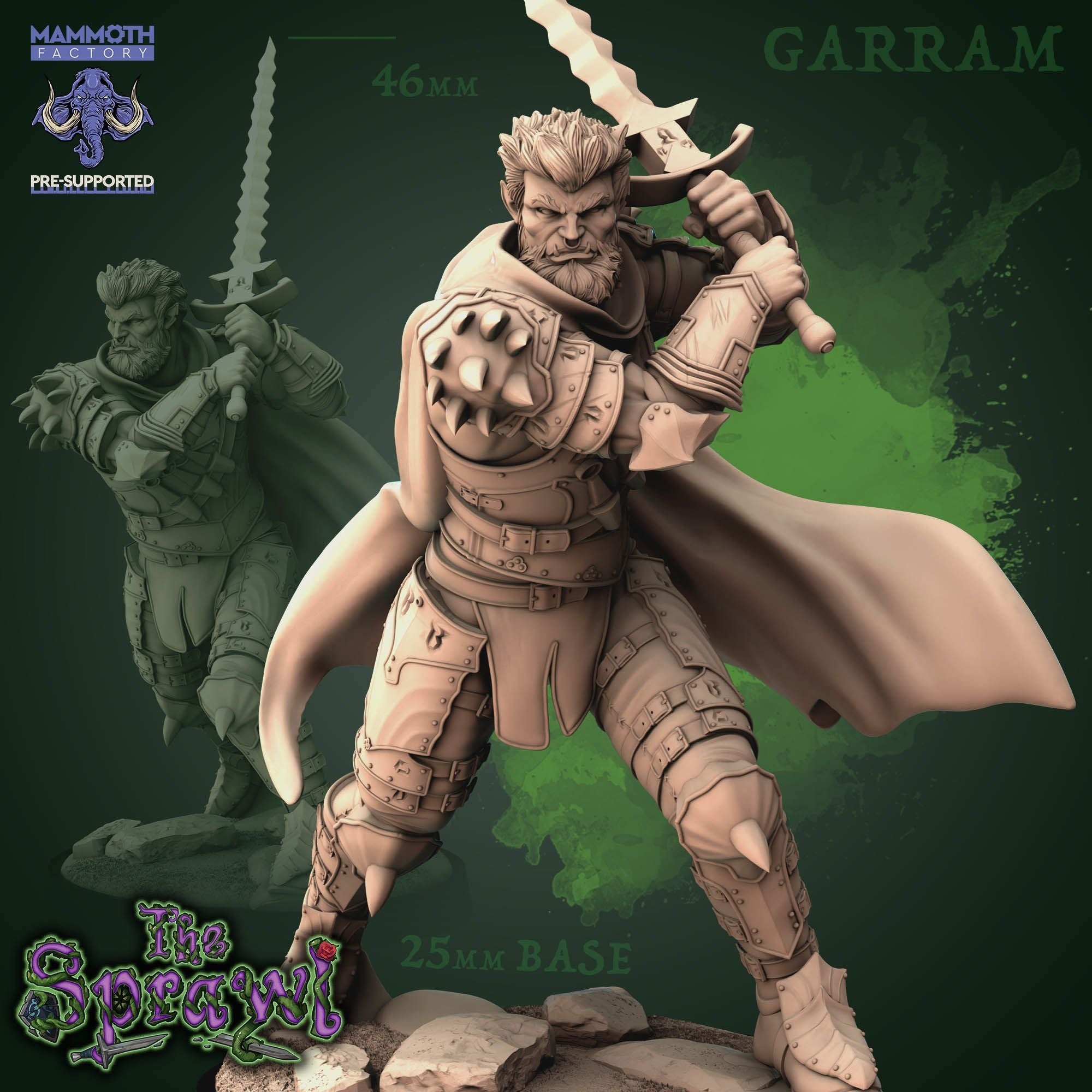 Garram, Obsidian Knight - 3d Printed Miniature by Mammoth Factory