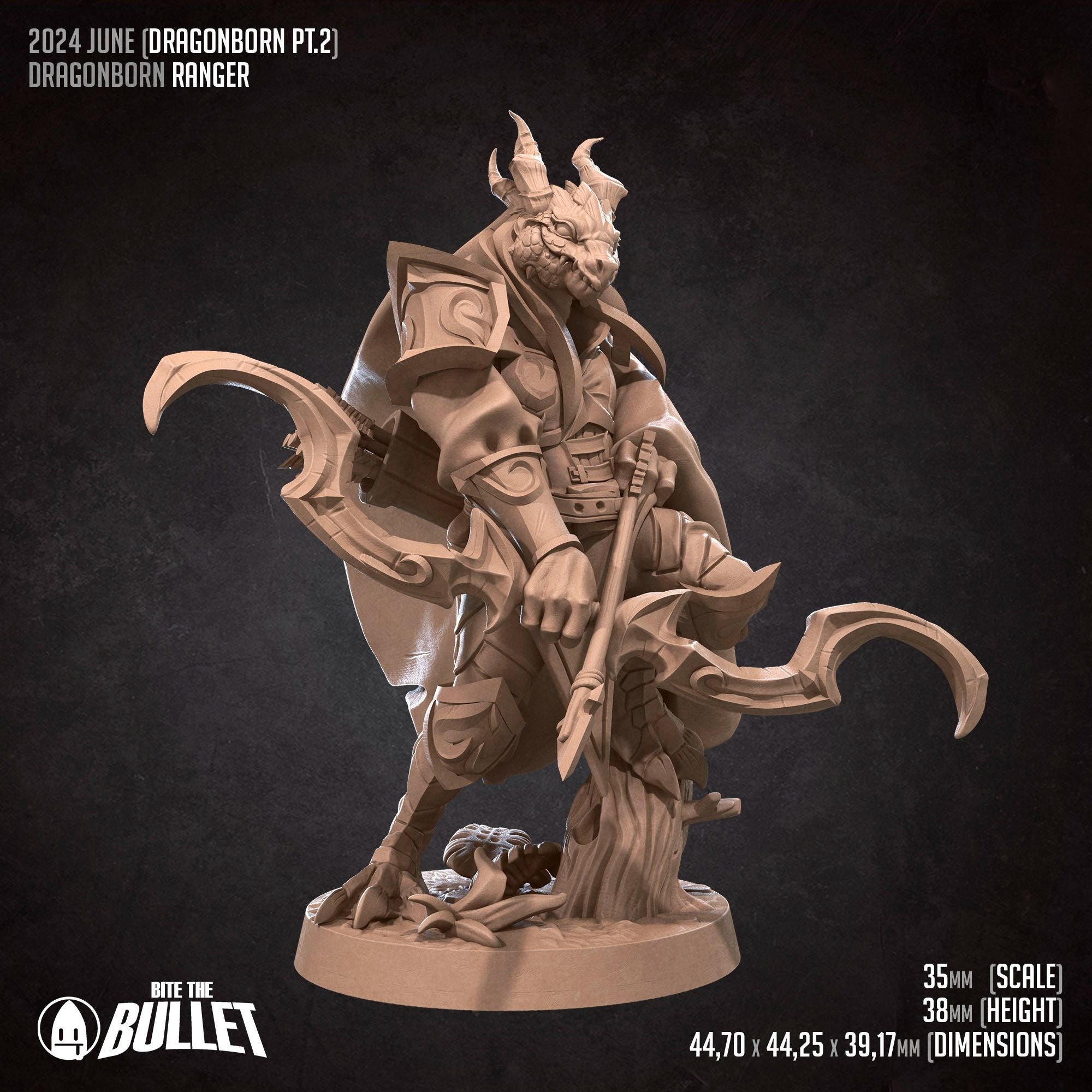 Dragonborn Ranger - 3d Printed Miniature sculpted by Bite the Bullet