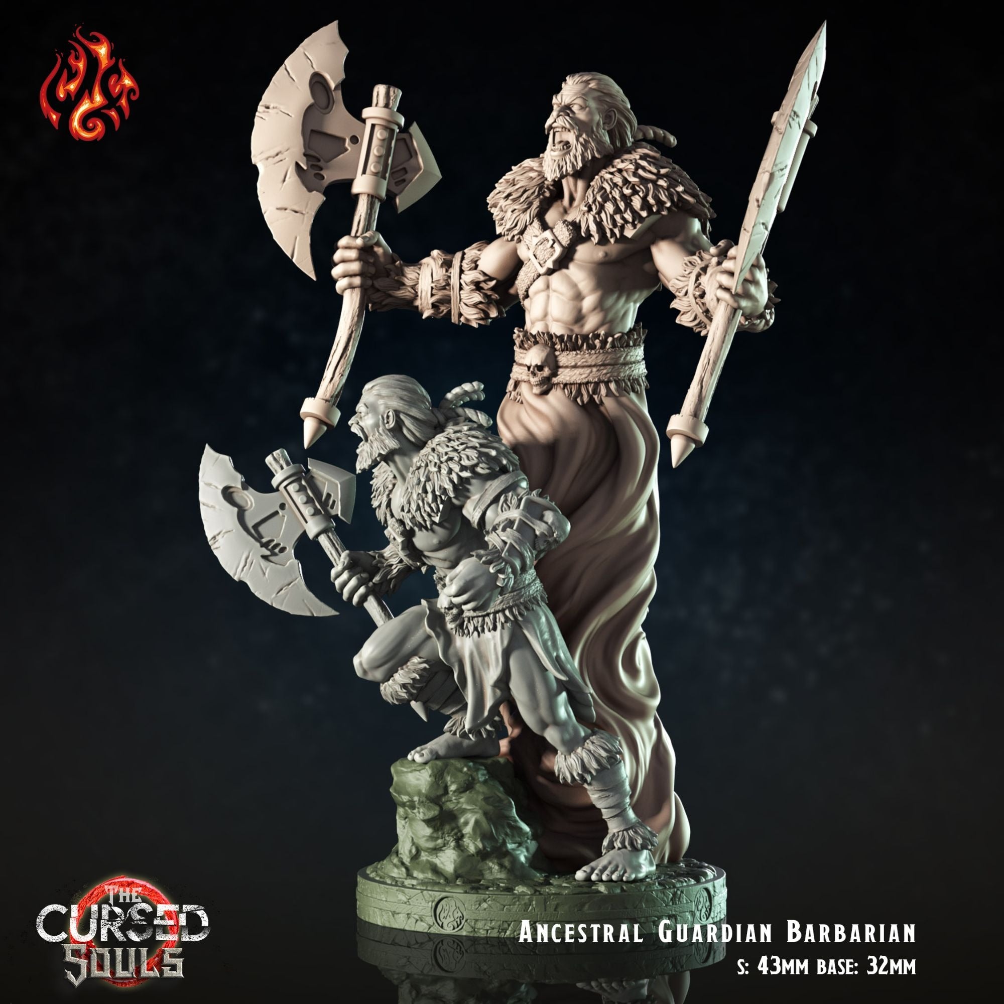 Ancestral Guardian Barbarian - 3d Printed Miniature by Crippled