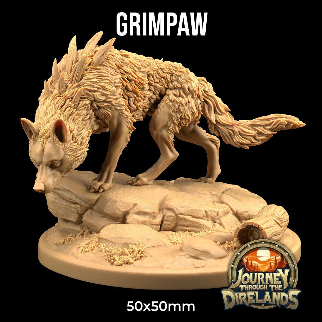 Grimpaw - Journey Through the Direlands - 3d Printed Miniature Sculpted by Dragon Trappers Lodge