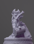 a statue of a woman with a hat and a pipe