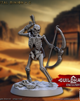 a skeleton figurine holding a bow and arrow