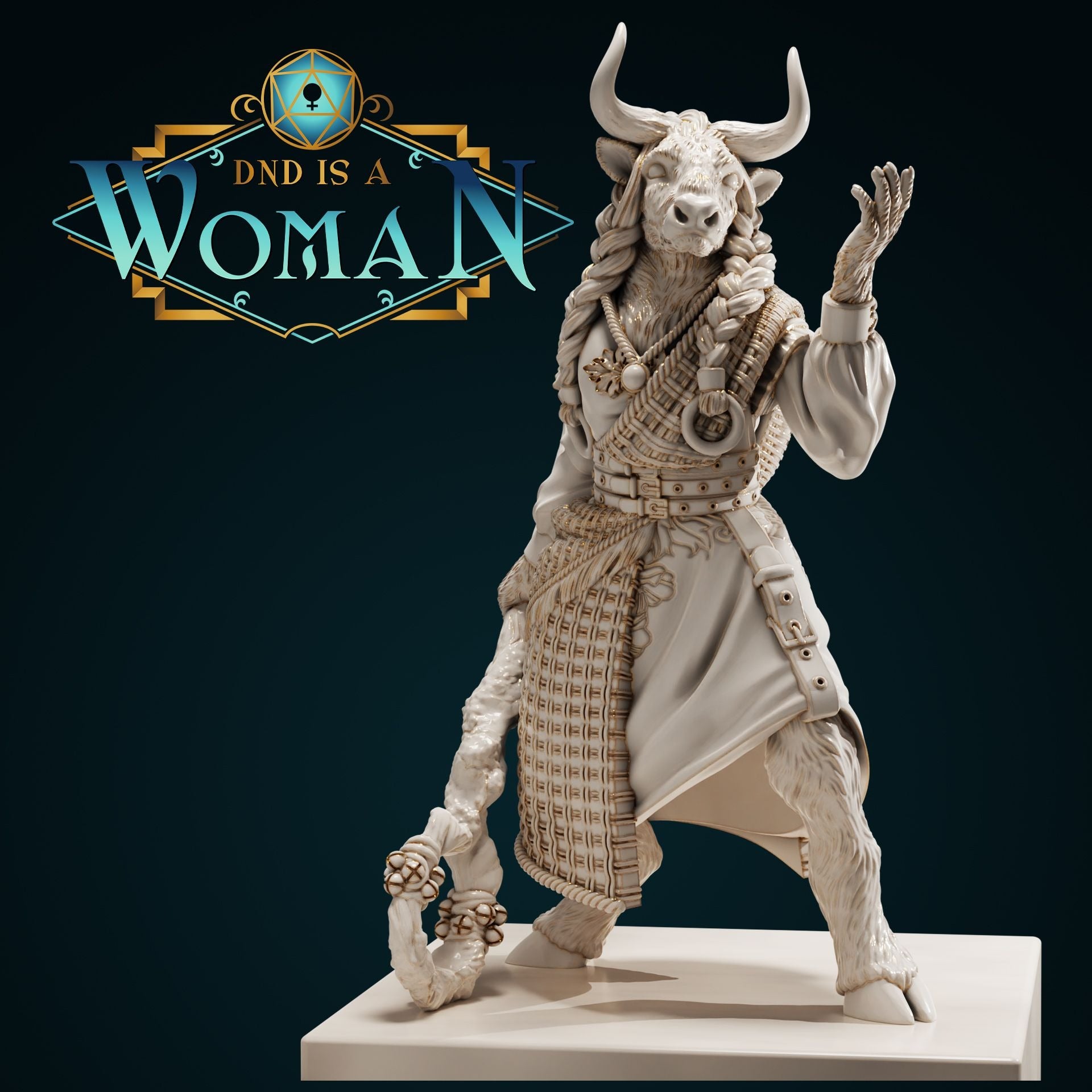 Minotaur Druid - Liosa Windhoof - 3d Printed Miniature by DND Is A