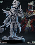 a close up of a figurine of a man in a top hat and