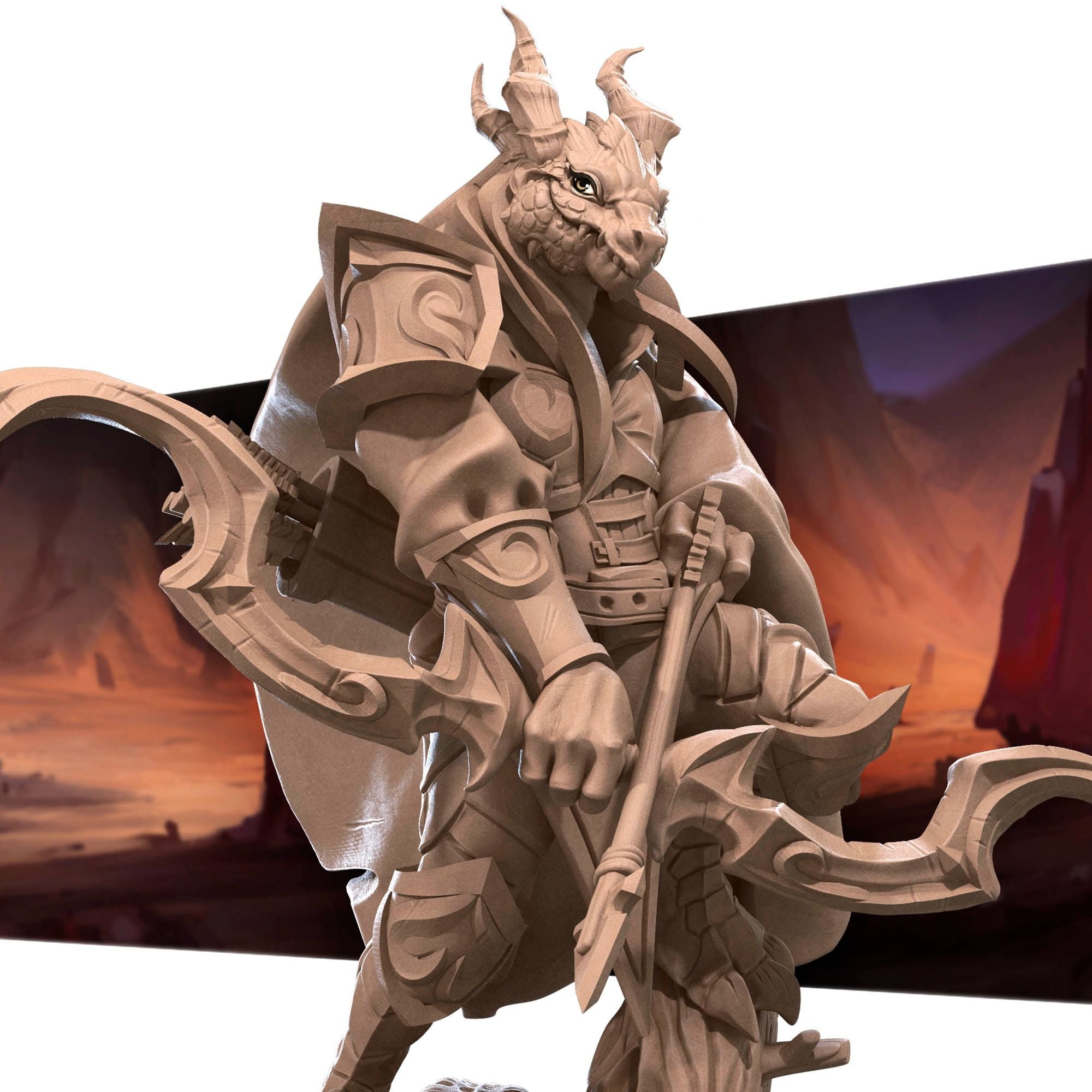 Dragonborn Ranger - 3d Printed Miniature sculpted by Bite the Bullet