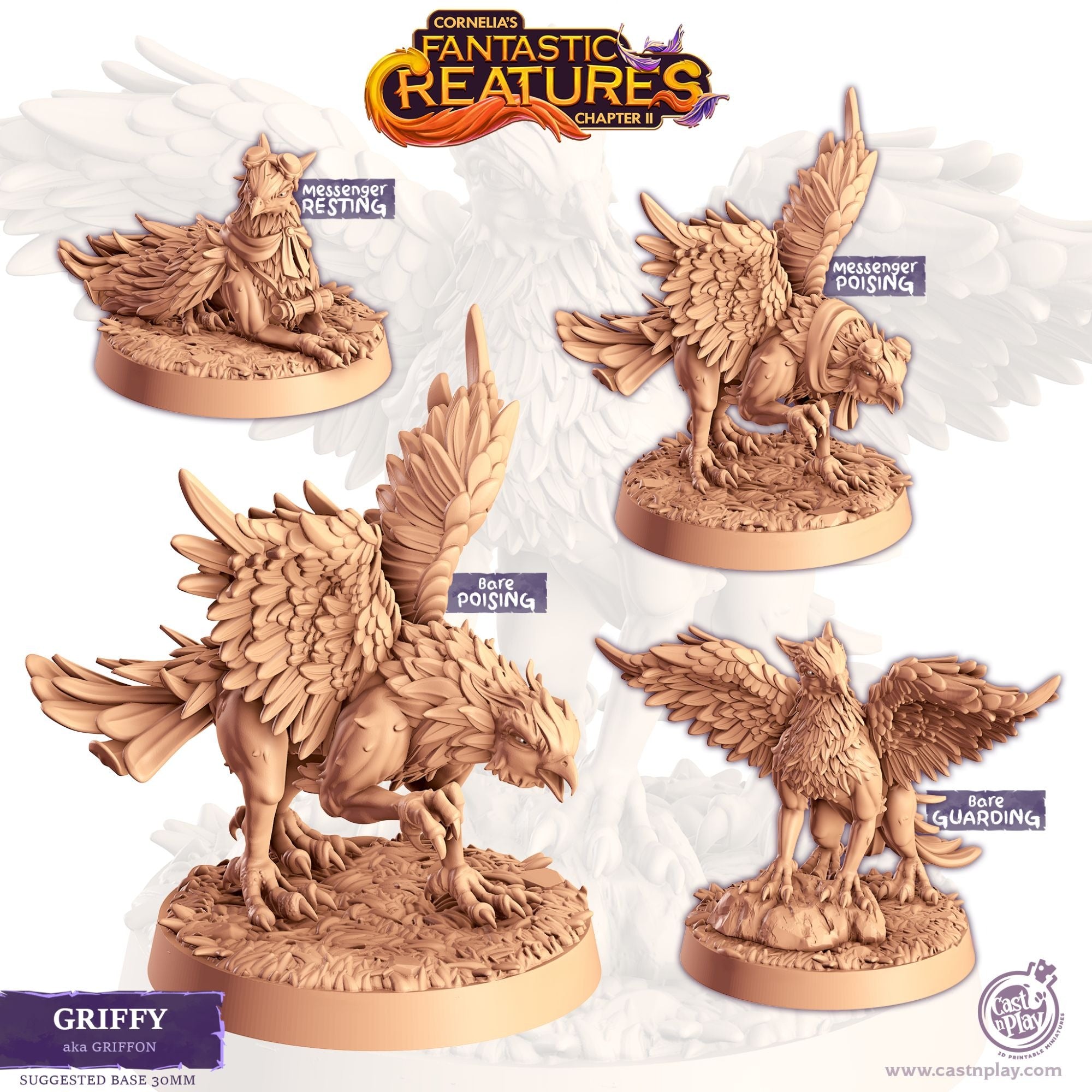 Griffy (Griffin) - Fantastic Creatures - 3d Printed Miniature Sculpted by Cast N Play