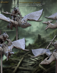 a bunch of different types of dragon figurines