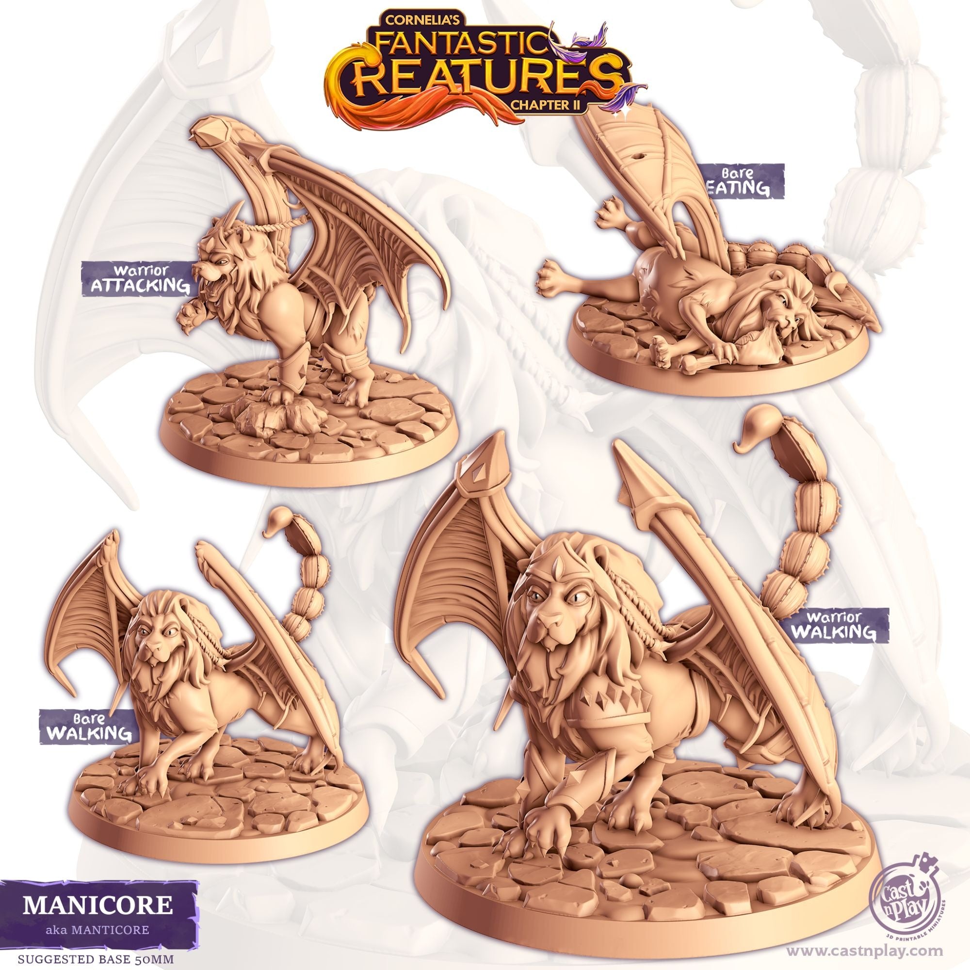 Manicore (Manticore) - Fantastic Creatures - 3d Printed Miniature Sculpted by Cast N Play
