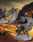a couple of knights holding swords and shield