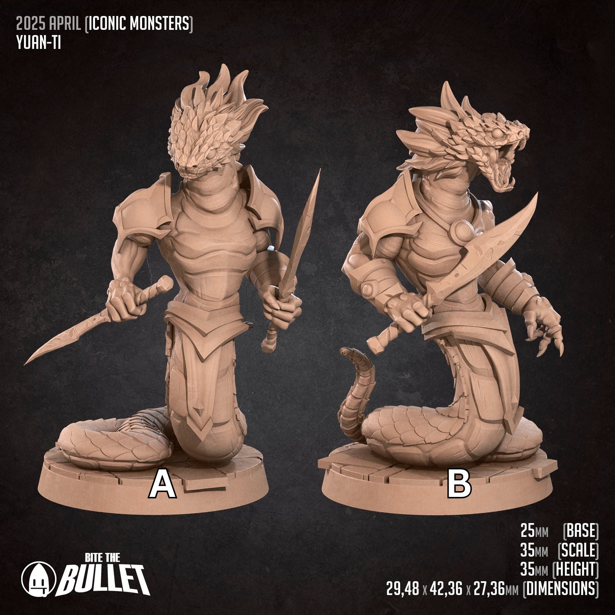 Yuan-Ti - Iconic Monsters - 3d Printed Miniature sculpted by Bite the Bullet