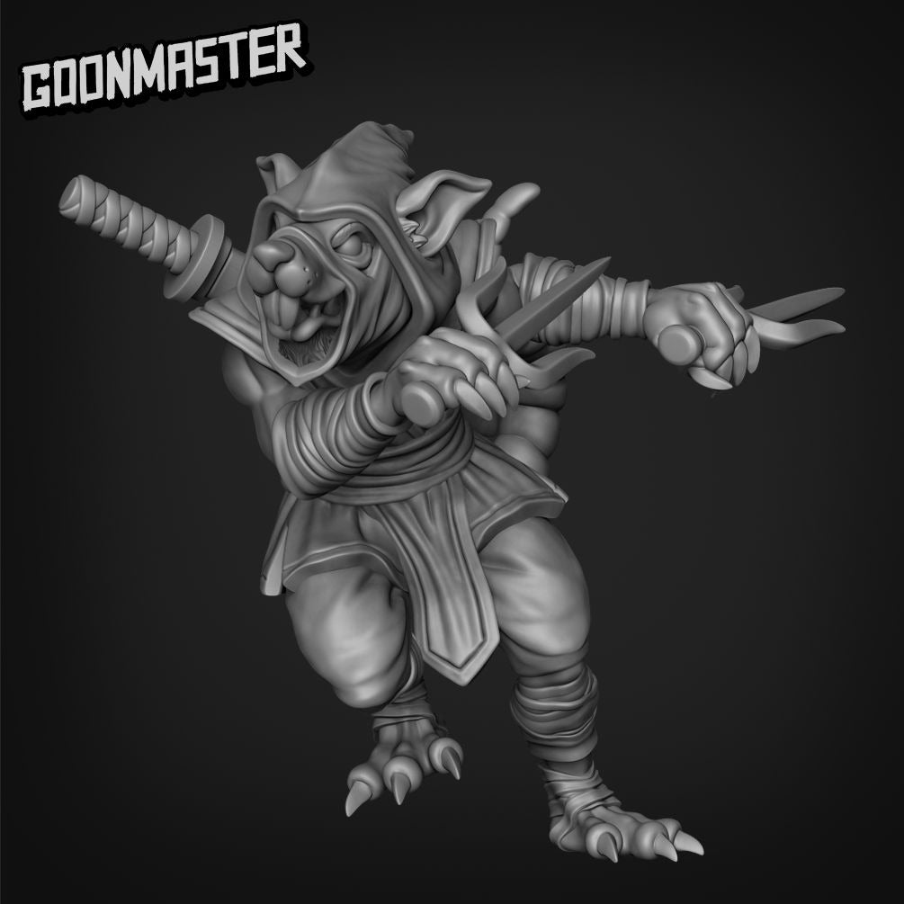 Ninja Rats with Sais - 3d Printed Miniature Sculpted by Goon Master Games