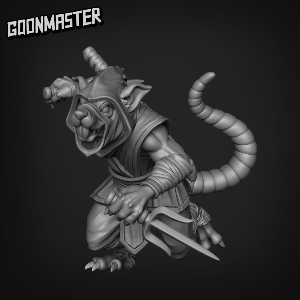 Ninja Rats with Sais - 3d Printed Miniature Sculpted by Goon Master Games