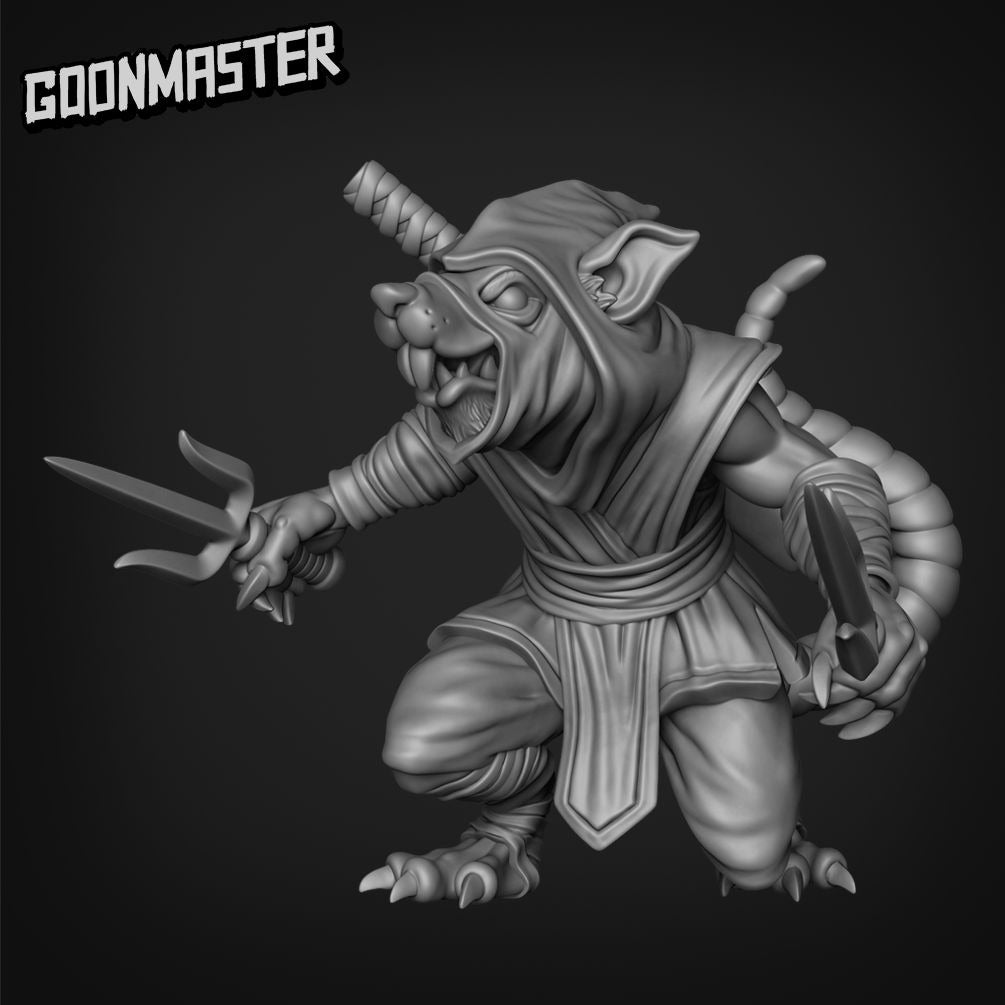 Ninja Rats with Sais - 3d Printed Miniature Sculpted by Goon Master Games
