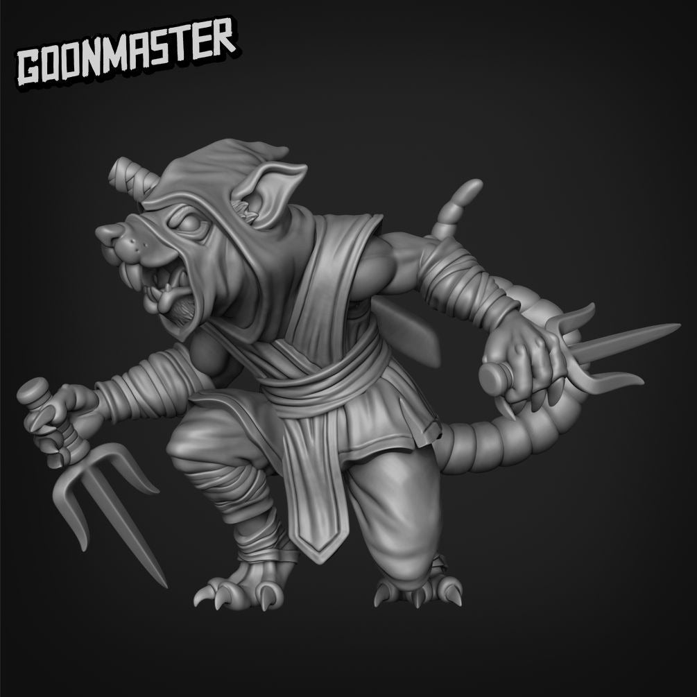 Ninja Rats with Sais - 3d Printed Miniature Sculpted by Goon Master Games