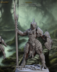 a picture of a statue of a creature holding a spear