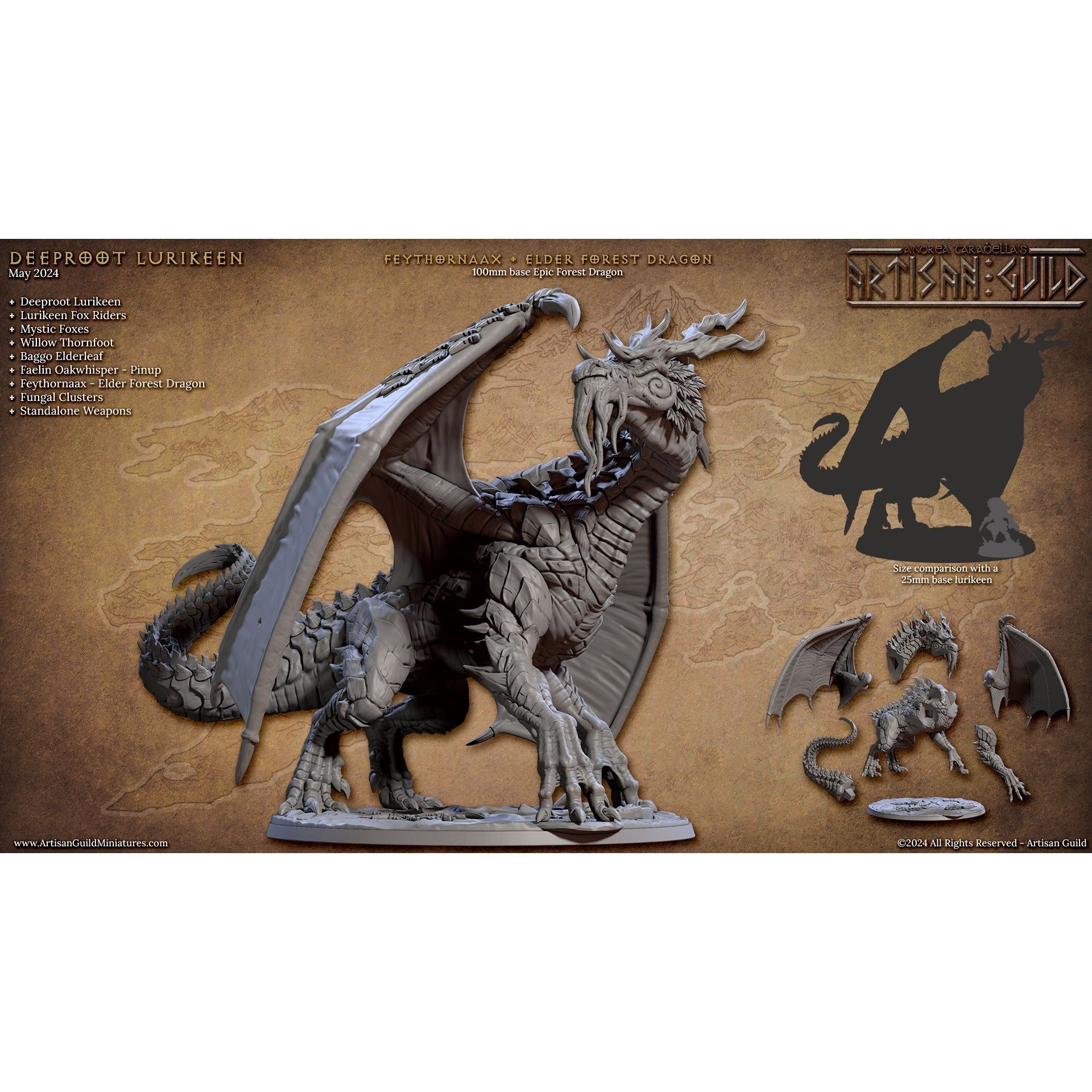 Feythornaax, Elder Forest Dragon - 3d Printed Miniature sculpted